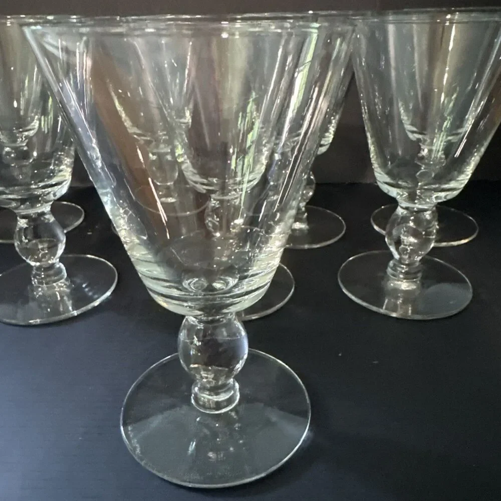 Set Of 8 Vintage Swedish Gulli Ingrid Crystal Wine Water Goblets Glasses 5.5”